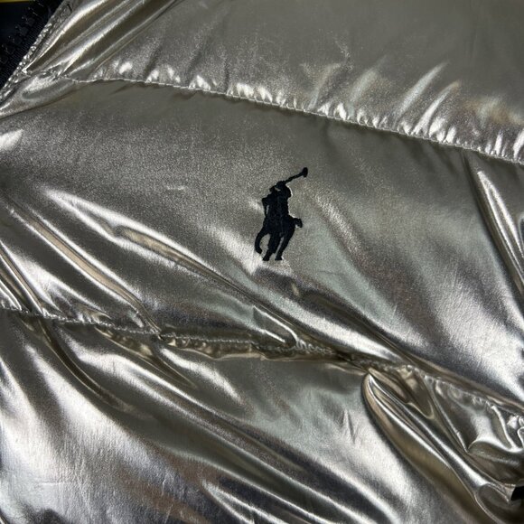 Polo Ralph Lauren Metallic Puffer Down Jacket Duck Feather Big Kids Sz XL 16 - Picture 5 of 14